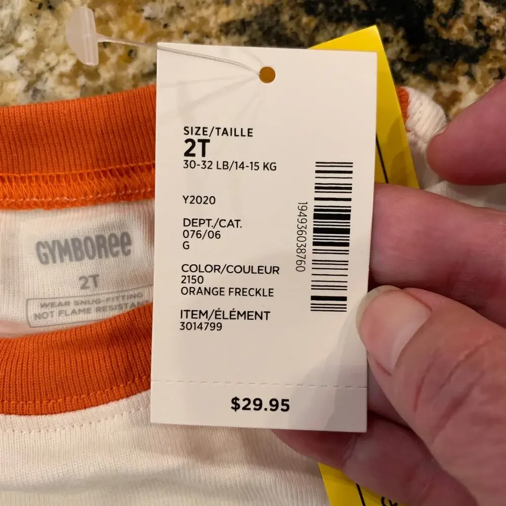 **NWT Gymboree Boys Orange & Ivory Lil' Pumpkin Cotton 2-Piece Pajamas